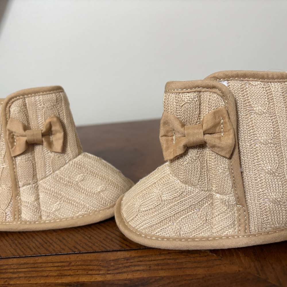 Cozy Beige Velcro Boots for Baby Toddler